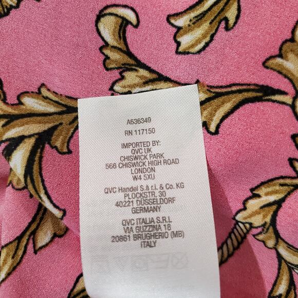 Belle Kim Gravel Status Update Smocked Sleeve Blouse Top Size 3X Rope Print Pink - Picture 8 of 10